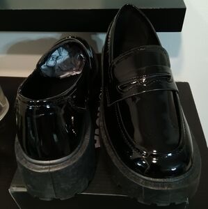 Glossy Black Chunky Loafers